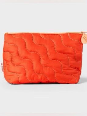 NEW Be Rooted Quilted Wave Orange Makeup Bag